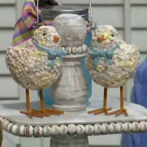Set of 2 Floral Chicks with Ribbon Accent by Valerie New from QVC - Picture 3 of 6